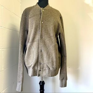 Reigning Champ Button Up Fleece Varsity Jacket - XL - Khaki